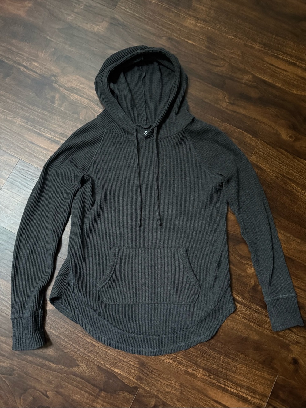 Gray Waffle-Knit Sweatshirt